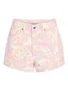 Retroféte Gaelle Denim Short In Pastel Paisley In Pink