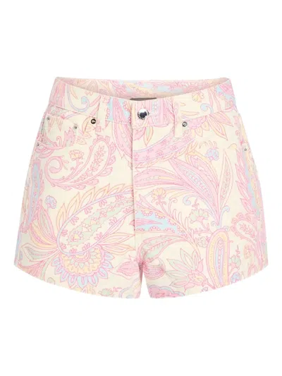 Retroféte Gaelle Denim Short In Pastel Paisley In Multi