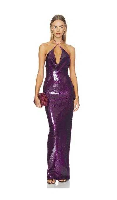 Retroféte Gardenia Sequin Dress In Purple