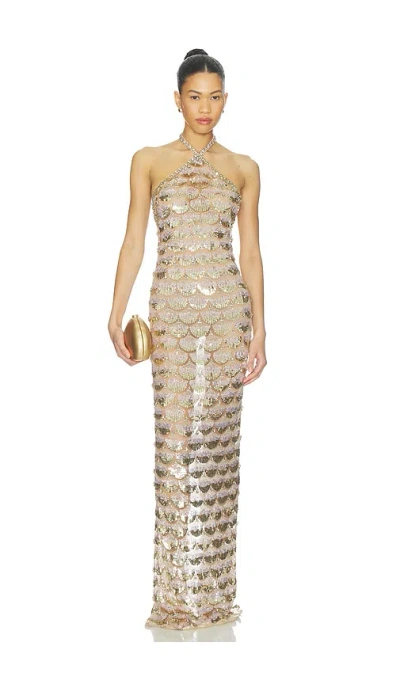 Retroféte Genovia Embroidered Dress In Brown