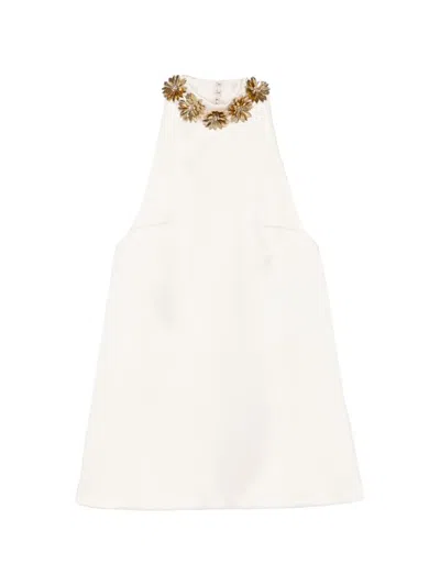 Retroféte Giacinta Flower-embellishment Mini Dress In White