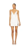 Retroféte Giavanna Plunging Satin Mini Dress In White