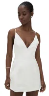 Retroféte Giavanna Plunging Satin Mini Dress In White