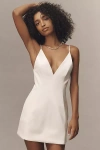 Retroféte Giavanna Plunging Satin Mini Dress In White