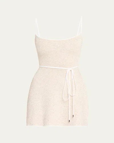 Retroféte Gisele Metallic Knit Mini Dress In Neutral