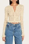Retroféte Giuliana Crochet Cardigan In Ivory Gold In Neutral