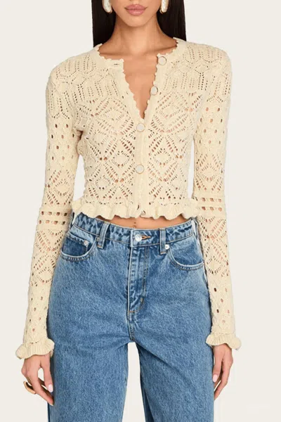 Retroféte Giuliana Crochet Cardigan In Ivory Gold In Neutral