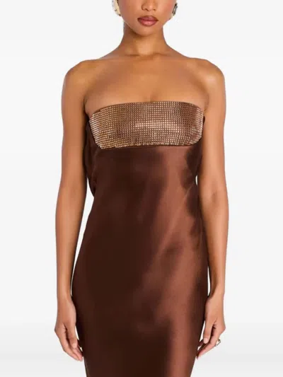 Retroféte Graziella Sequin Strapless Maxi Dress In Brown