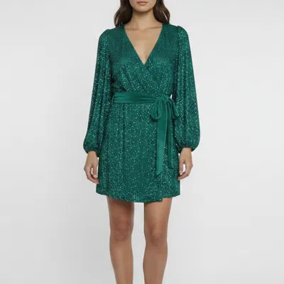Pre-owned Retroféte Green Sequin Long Sleeve Mini Dress M