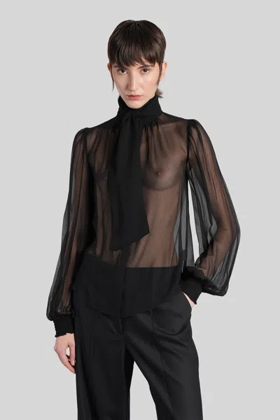 Retroféte Halsi Blouse In Black Silk