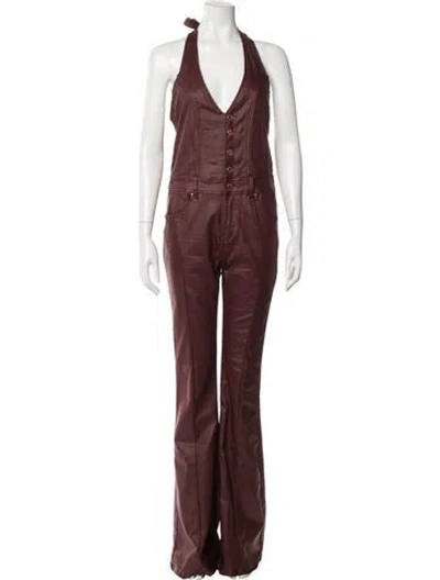 Pre-owned Retroféte Halterneck Jumpsuit In Burgundy