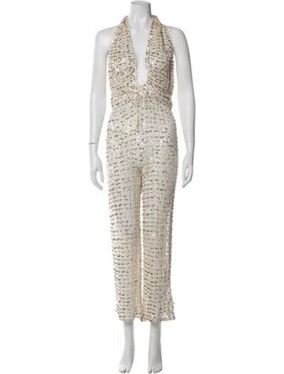 Pre-owned Retroféte Halterneck Jumpsuit In Neutral