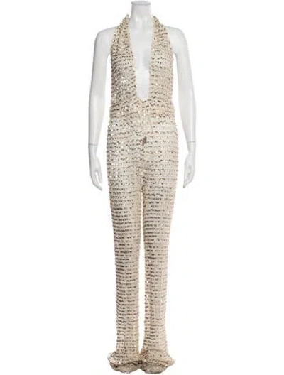 Pre-owned Retroféte Halterneck Jumpsuit In Neutrals
