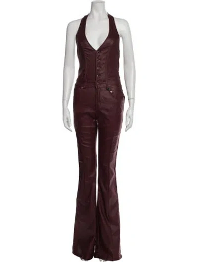 Pre-owned Retroféte Halterneck Jumpsuit W/ Tags In Burgundy