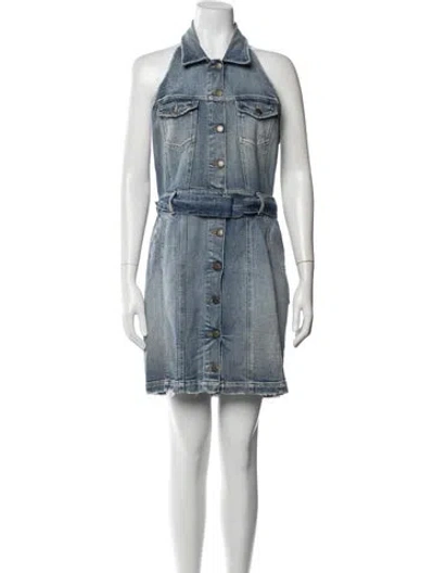Pre-owned Retroféte Halterneck Knee-length Dress In Blue