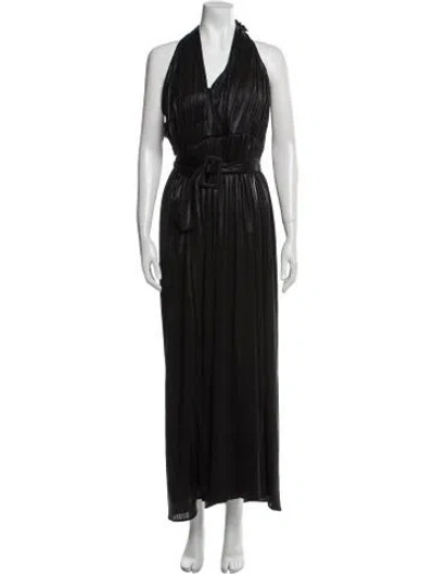 Pre-owned Retroféte Halterneck Long Dress In Black