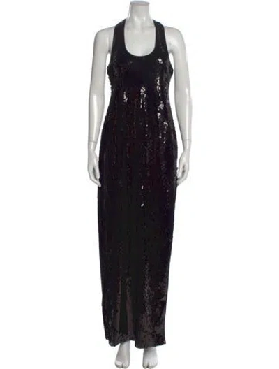 Pre-owned Retroféte Halterneck Long Dress In Black