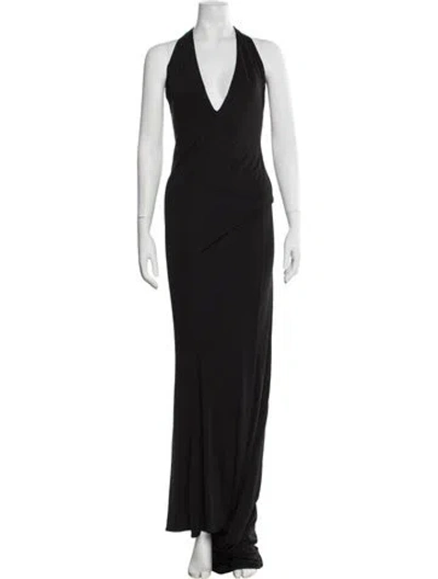 Pre-owned Retroféte Halterneck Long Dress In Black