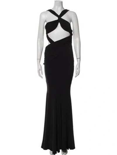 Pre-owned Retroféte Halterneck Long Dress In Black