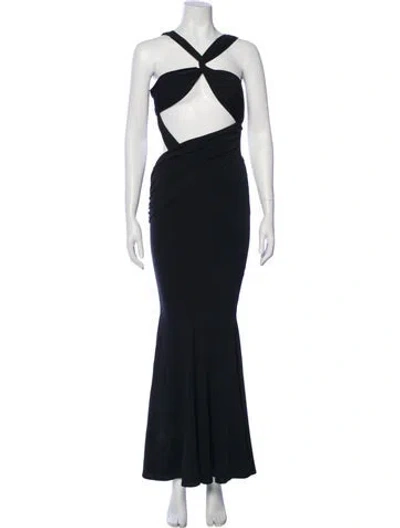 Pre-owned Retroféte Halterneck Long Dress In Blue