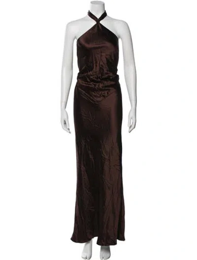 Pre-owned Retroféte Halterneck Long Dress In Brown