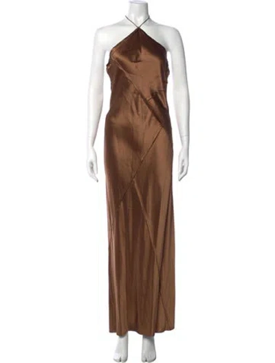 Pre-owned Retroféte Halterneck Long Dress In Brown