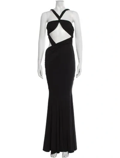 Pre-owned Retroféte Halterneck Long Dress In Gray