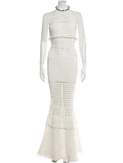 Pre-owned Retroféte Halterneck Long Dress In Neutral