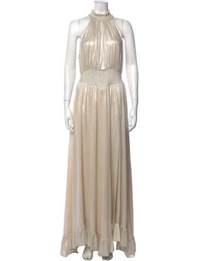 Pre-owned Retroféte Halterneck Long Dress In Neutral