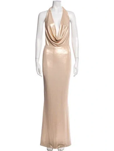 Pre-owned Retroféte Halterneck Long Dress In Neutrals