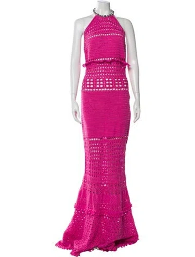 Pre-owned Retroféte Halterneck Long Dress In Pink