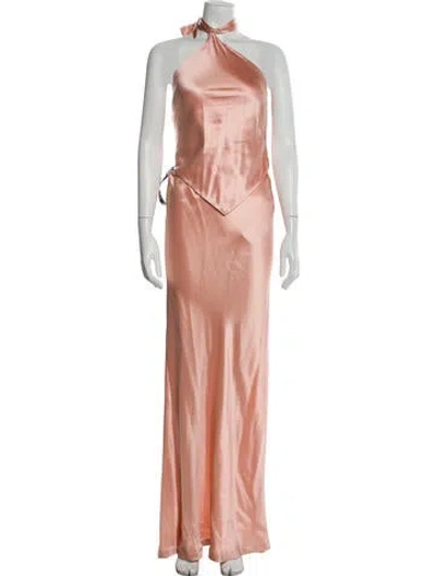 Pre-owned Retroféte Halterneck Long Dress In Pink