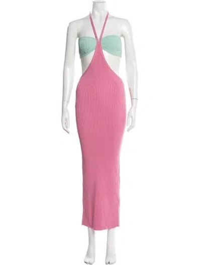 Pre-owned Retroféte Halterneck Long Dress In Pink