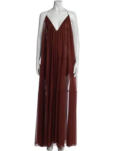 Pre-owned Retroféte Halterneck Long Dress In Red