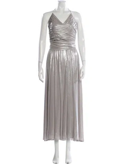 Pre-owned Retroféte Halterneck Long Dress In Silver
