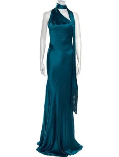 Pre-owned Retroféte Halterneck Long Dress W/ Tags In Blue