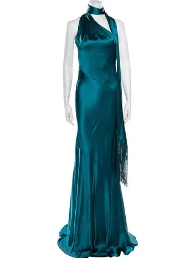 Pre-owned Retroféte Halterneck Long Dress W/ Tags In Blue