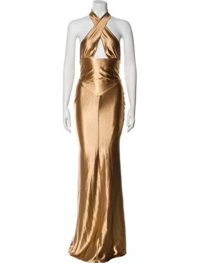Pre-owned Retroféte Halterneck Long Dress W/ Tags In Brown