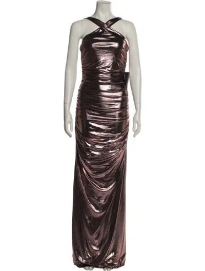 Pre-owned Retroféte Halterneck Long Dress W/ Tags In Brown