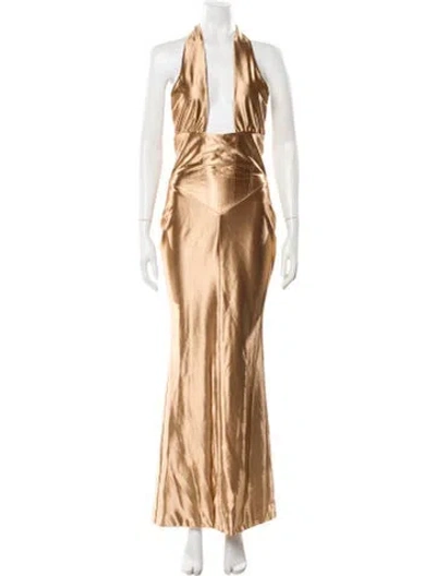 Pre-owned Retroféte Halterneck Long Dress W/ Tags In Neutral