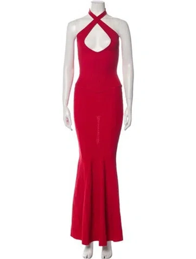 Pre-owned Retroféte Halterneck Long Dress W/ Tags In Red