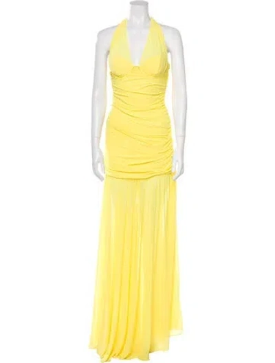 Pre-owned Retroféte Halterneck Long Dress In Yellow