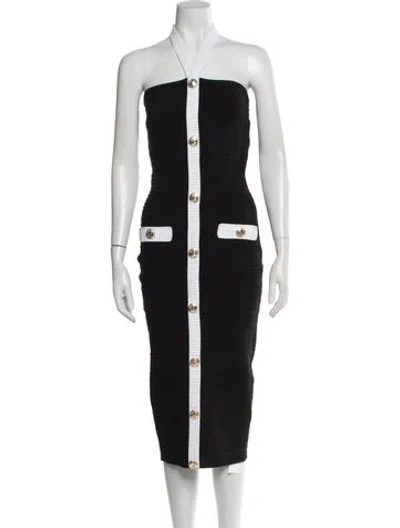 Pre-owned Retroféte Halterneck Midi Length Dress In Black