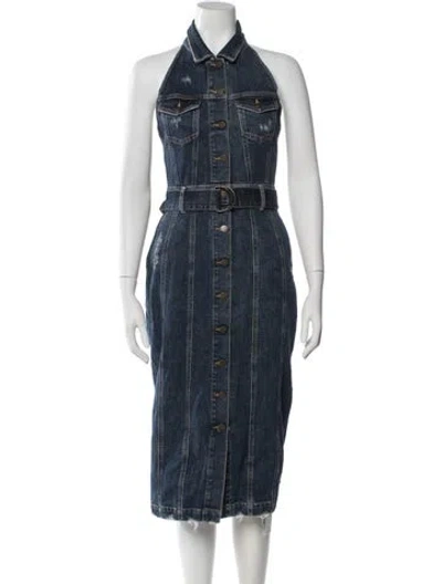 Pre-owned Retroféte Halterneck Midi Length Dress In Blue