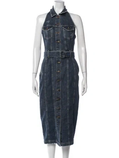 Pre-owned Retroféte Halterneck Midi Length Dress In Blue