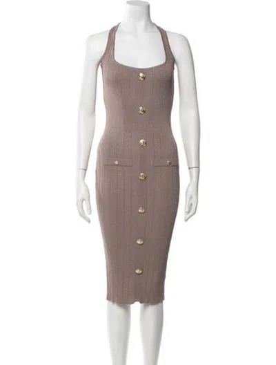 Pre-owned Retroféte Halterneck Midi Length Dress In Metallic/neutrals