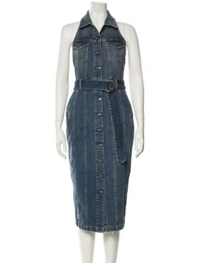 Pre-owned Retroféte Halterneck Midi Length Dress W/ Tags In Blue