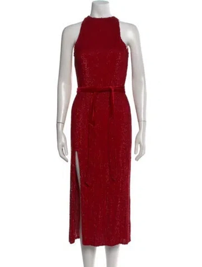 Pre-owned Retroféte Halterneck Midi Length Dress W/ Tags In Red