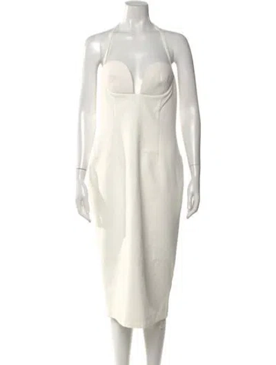 Pre-owned Retroféte Halterneck Midi Length Dress W/ Tags In White