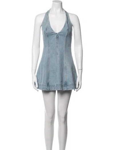 Pre-owned Retroféte Halterneck Mini Dress In Blue